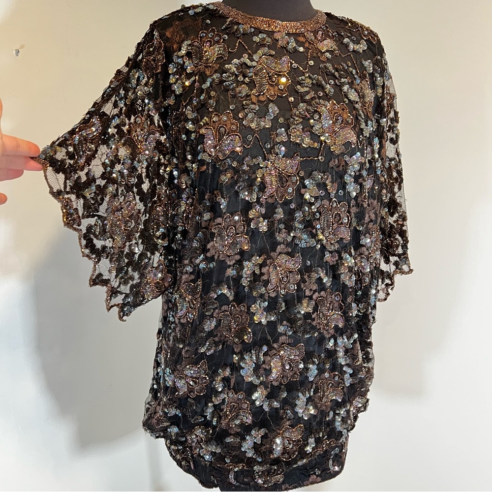 Embellished Black and Gold Mini Dress